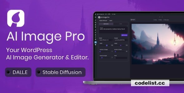 AI Image Pro v2.0.1 - WordPress AI Image Generator &amp; Editor, DALLE &amp; Stable Diffusion