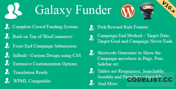 Galaxy Funder v11.7 - WooCommerce Crowdfunding System