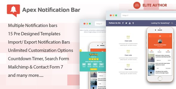 Apex Notification Bar v2.1.4 - Responsive Notification Bar Plugin for WordPress