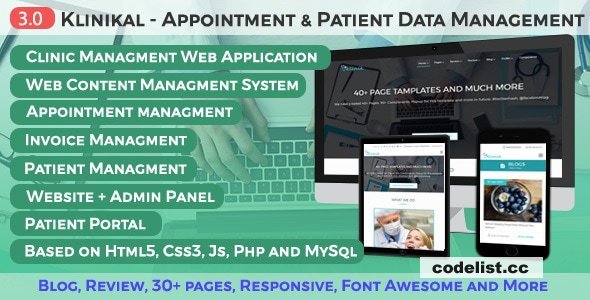 Klinikal v3.0 - Appointment & Patient Data Management Responsive Web Application