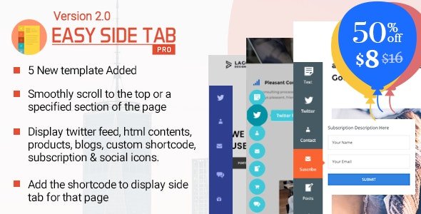 Easy Side Tab Pro v2.0.6 - Responsive Floating Tab Plugin For Wordpress