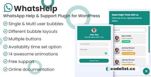 WhatsApp Chat Support Pro WordPress Plugin v2.2.3